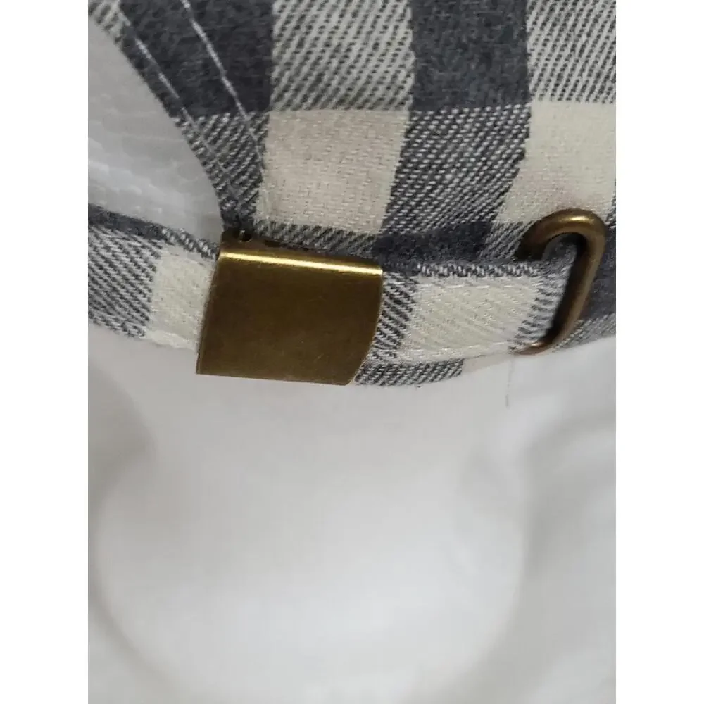 Cocus Pocus Baseball Cap Hat Womens Gray/Cream‎ Plaid Adjusts Cotton Blend NWOT